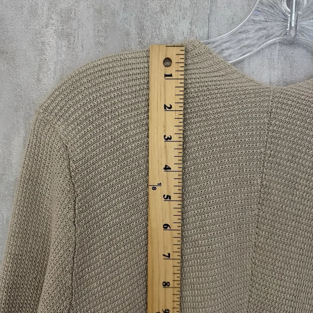 EILEEN FISHER Cardigan Petite PM Linen Open Knit Open Front Long Sleeve Beige - Picture 8 of 13